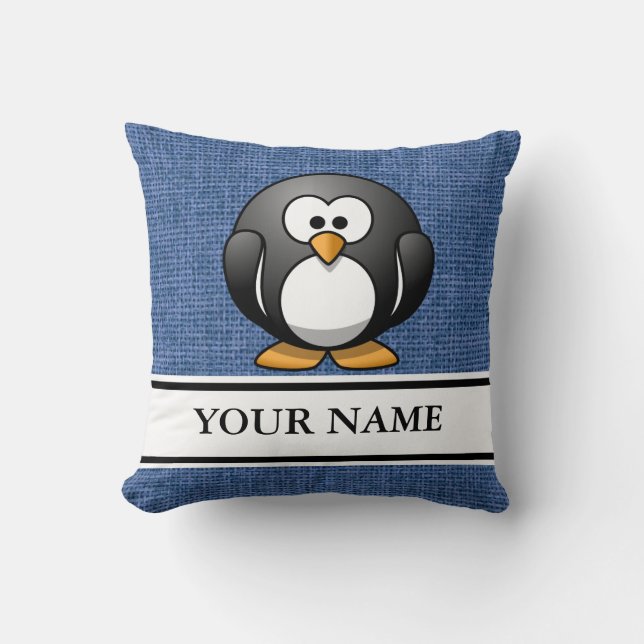 Personalized Penguin Throw Pillow (Front)
