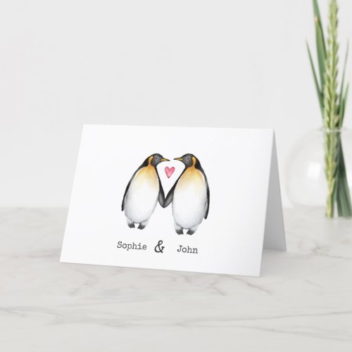 Personalized Penguin Valentines Card