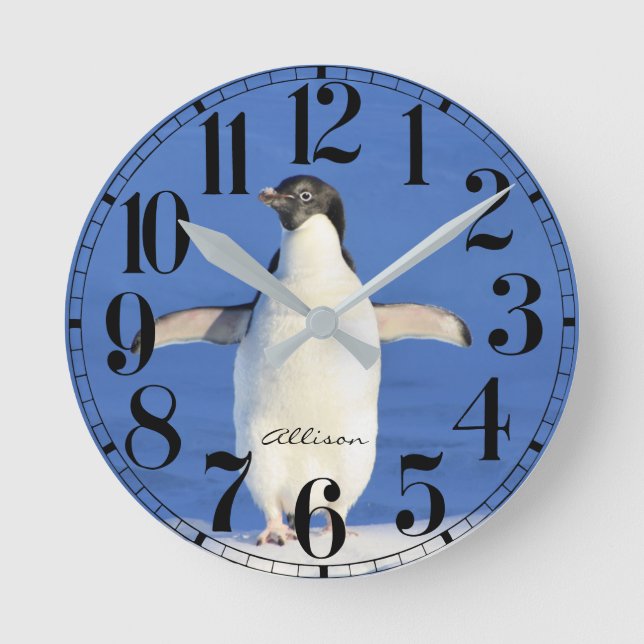 Personalized Penguin  Wall Clock (Front)