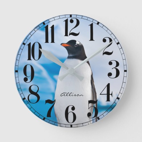 Personalized Penguin  Wall Clock