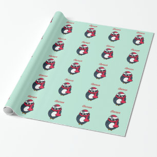 Personalized Penguin Wrapping Paper