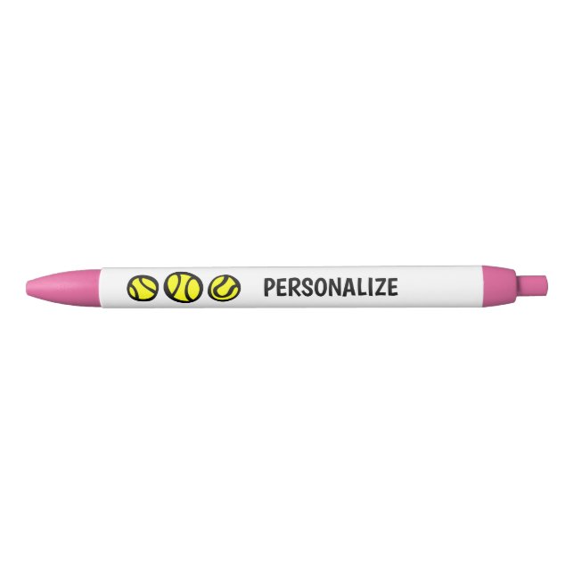 Personalized pens with yellow tennis balls logo (Front)