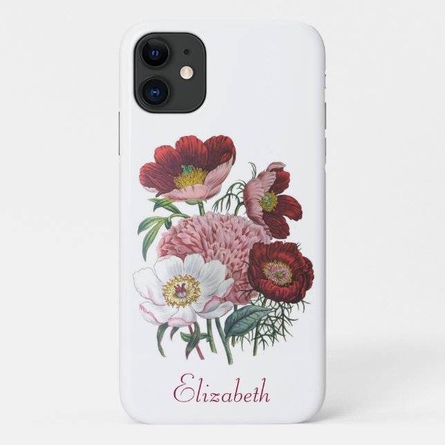 Personalized Peonies Case-Mate iPhone Case (Back)