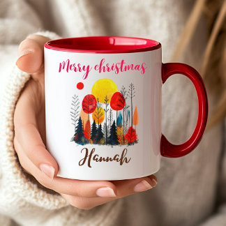 Personalized  Peony Botanical christmas  Two-Tone Coffee Mug