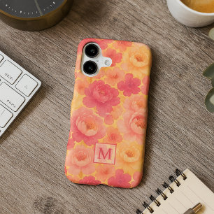 Personalized Peony Flowers Watercolor Art Pattern iPhone 17 Case
