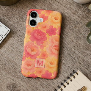 Personalized Peony Flowers Watercolor Art Pattern iPhone 17 Case