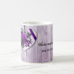 Personalized peony purple heart coffee mug