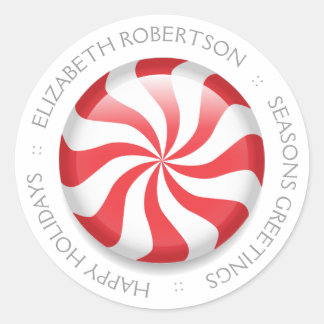 Personalized Peppermint Classic Round Sticker