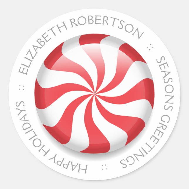 Personalized Peppermint Classic Round Sticker (Front)