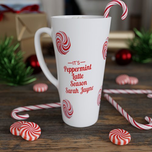 Personalized Peppermint Season Christmas Holiday Latte Mug