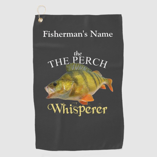 Personalized Perch Whisperer Dark Fishing Towel (Front)