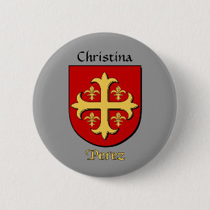 Personalized Perez Historical Shield Pinback Button