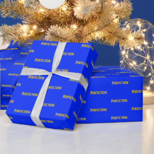 Personalized Perfection Elegant Blue Yellow Gold Wrapping Paper