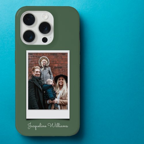 Personalized Perfection Name And Photo Green iPhone 15 Pro Case