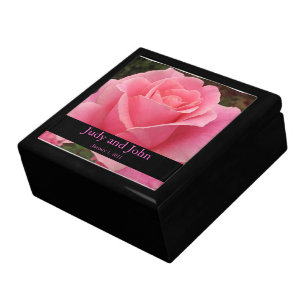 Personalized Perfectly Pink Rose Wedding Gift Box