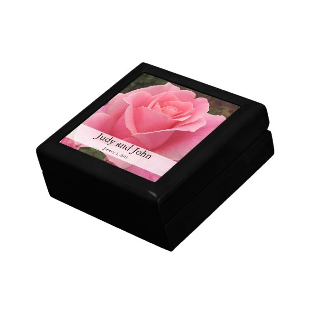Personalized Perfectly Pink Rose Wedding Gift Box (Side)
