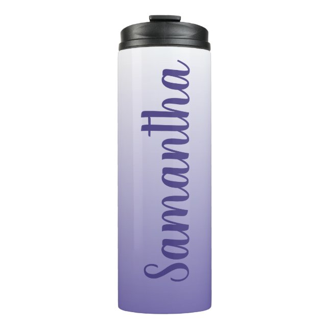 Personalized Periwinkle and White Ombre Thermal Tumbler (Front)