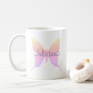 Personalized Periwinkle Pastel Rainbow Butterfly Coffee Mug