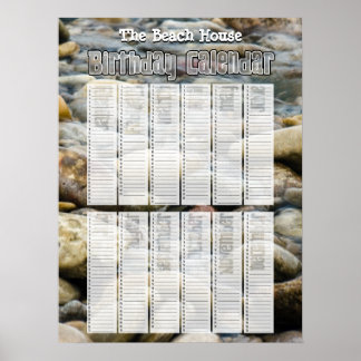 Personalized Perpetual Beach Birthday Calendar Poster