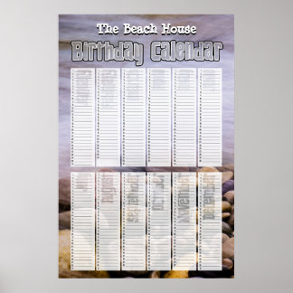 Personalized Perpetual Beach Birthday Calendar Poster