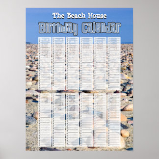 Personalized Perpetual Beach Birthday Calendar Poster