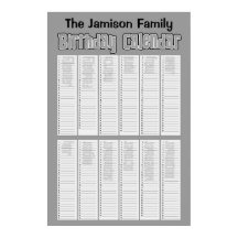 Personalized Perpetual Birthday Calendar