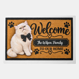 Personalized Persian Cat Welcome Doormat   Custom 
