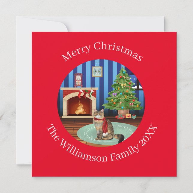 Personalized Persian Kitty Cat Holiday Card (Front)