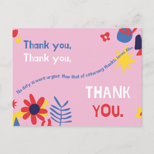 Personalized - Personal Quote Thank You Postcard (Front)