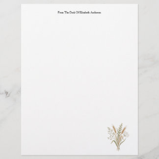 Personalized Personal Rustic Country Botanical Letterhead