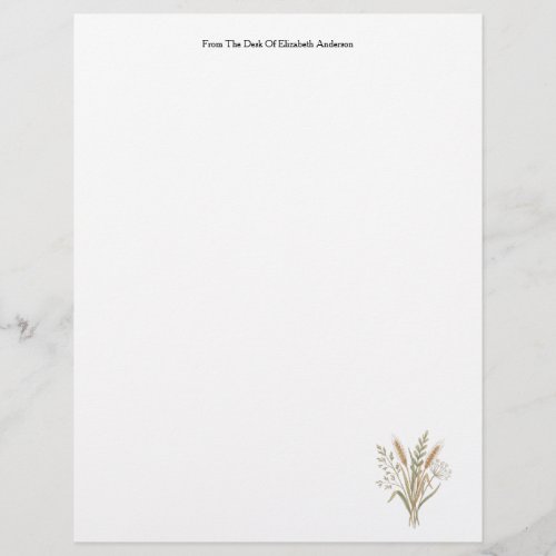 Personalized Personal Rustic Country Botanical  Letterhead