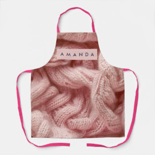 Personalized Personalized Pink Cable Knit Apron