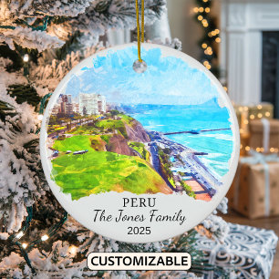 Personalized Peru Ornament, South America Ceramic Ornament
