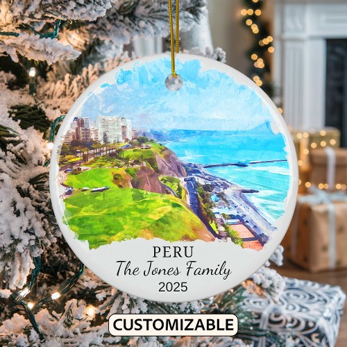 Personalized Peru Ornament, South America Ceramic Ornament
