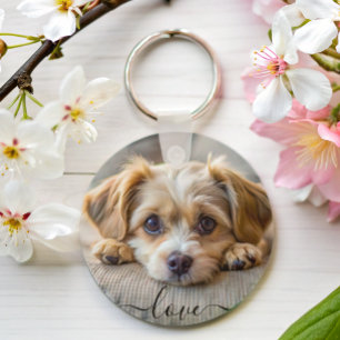 Personalized pet 2 photo dog lover keepsake name  keychain