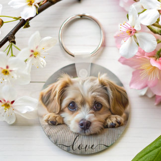 Personalized pet 2 photo dog lover keepsake name keychain