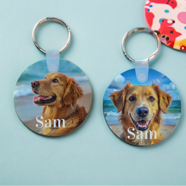 Personalized pet 2photo dog lover keepsake name  keychain (Creator Uploaded)