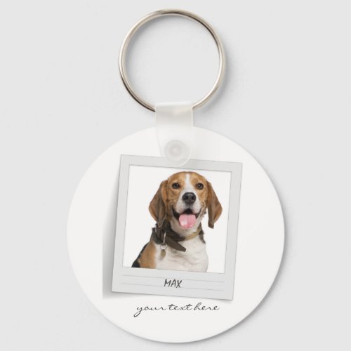 Personalized Pet Beagle Birthday Photo Frame Name Keychain