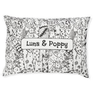 Personalized Pet Bed for Cats - Cat Doodle Design
