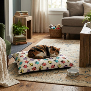 Personalized Pet Bed with Colorful Ladybugs