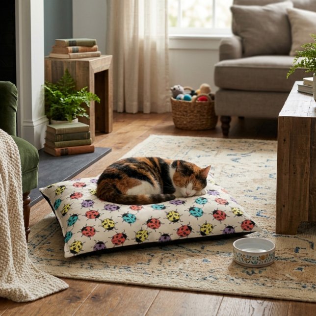 Personalized Pet Bed with Colorful Ladybugs (Creator Uploaded)