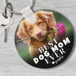 Personalized Pet Best Dog Mom Photo Keychain<br><div class="desc">Give the dog mom in your life a unique keepsake with this custom double-sided "Best Dog Mom Ever" photo keychain! Designed for dog moms, dads, or any pet lover, this keychain lets you add two different photos of your furry friend—one for each side—creating a truly special accessory. On one side,...</div>
