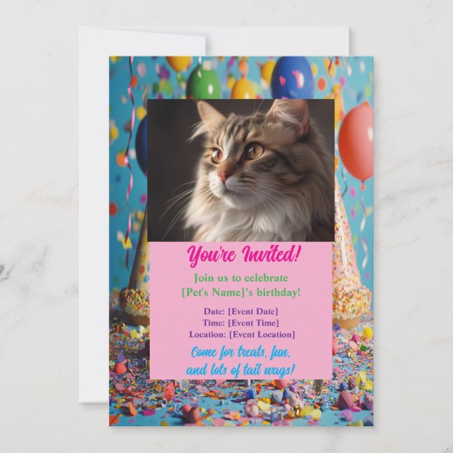Personalized Pet Birthday Invitation Custom Photo (Front)