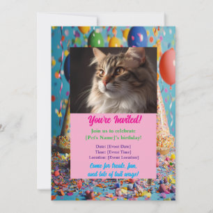 Personalized Pet Birthday Invitation Custom Photo