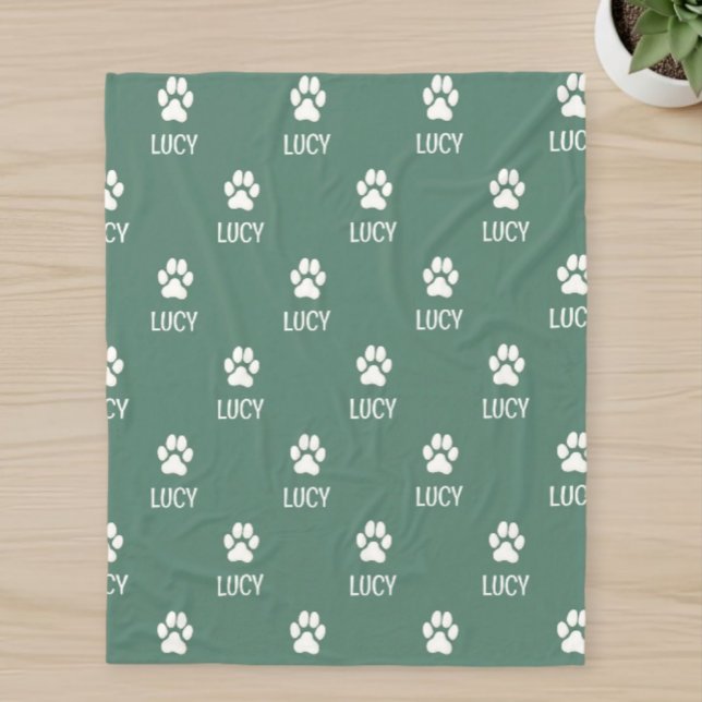 Personalized pet blanket with name and paw print (Creator Uploaded)