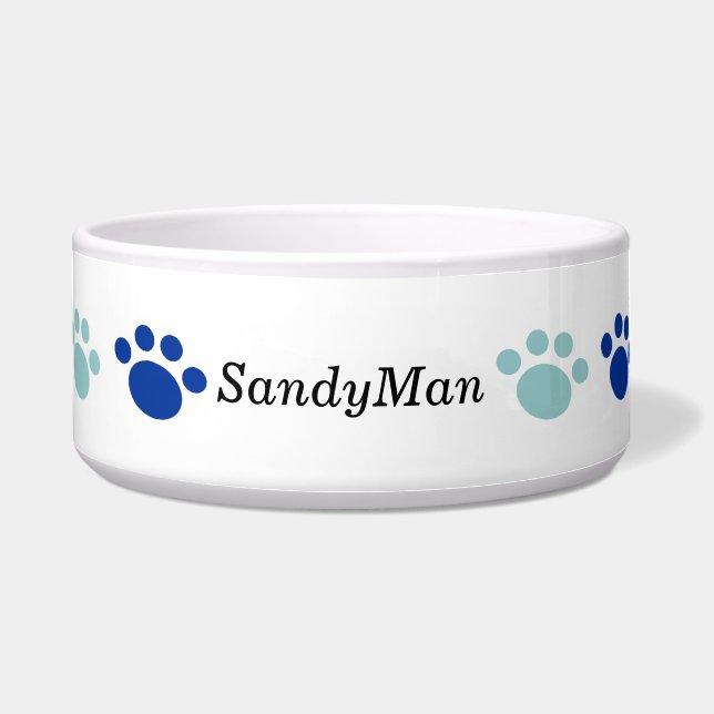 Personalized Pet Bowl With Paws (Front)