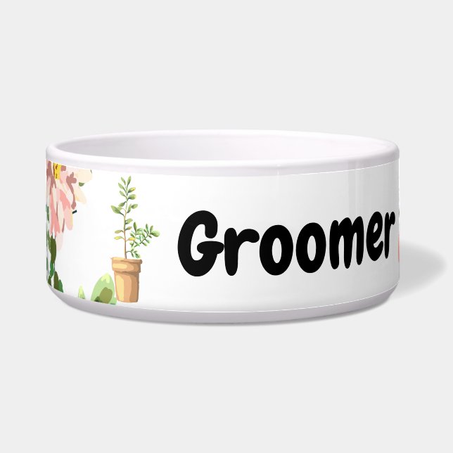 Personalized Pet Bowls Bohemian Cactus Succulents (Front)