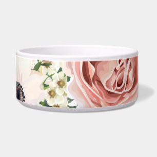 Personalized Pet Bowls Geometric Garden Rose Anemo