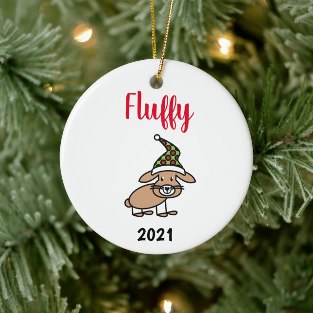 personalized pet bunny christmas ceramic ornament (Tree)