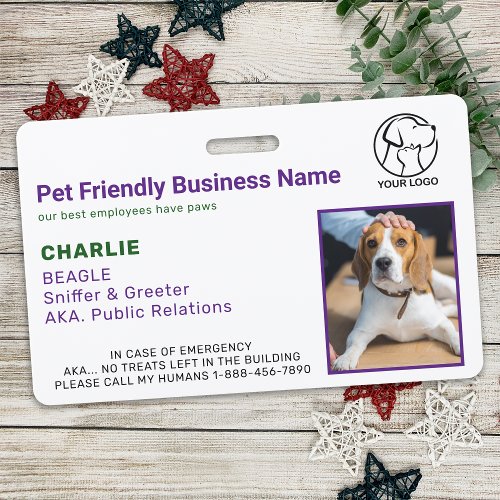 Personalized Pet Business Corporate Dog Photo ID Badge